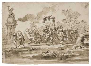 View full screen - View 1 of Lot 304. Bacchanal with Putti and Satyrs.