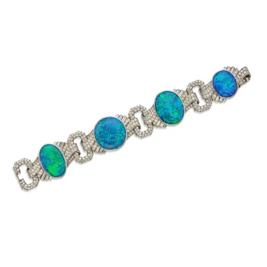 View full screen - View 1 of Lot 166. Black Opal and Diamond Bracelet.