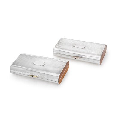 View full screen - View 1 of Lot 143. A pair of silver-mounted cigar boxes, Cartier, 20th century.