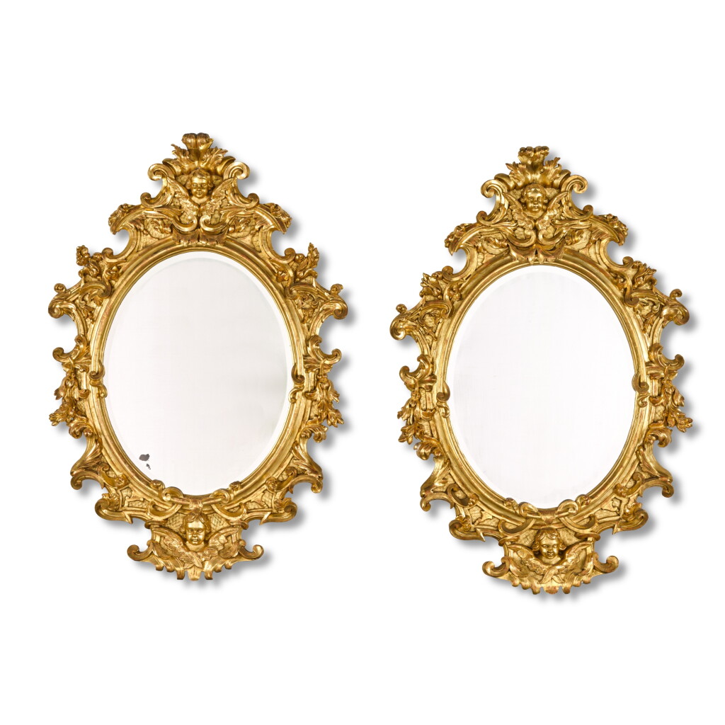 View full screen - View 1 of Lot 93. A pair of Italian giltwood mirrors, late 19th century.