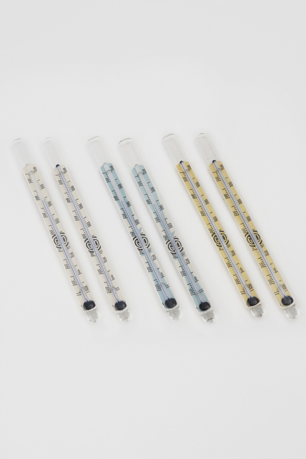 View full screen - View 1 of Lot 37. A SET OF SIX AMERICAN GLASS NOVELTY THERMOMETER COCKTAIL STIRRERS.