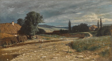 View full screen - View 1 of Lot 290. Landscape with River and Hut.