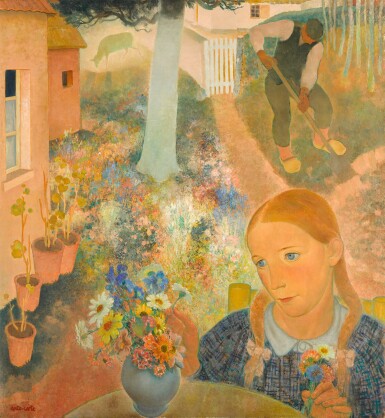 View full screen - View 1 of Lot 406. ANTO CARTE | FILLETTE AU JARDIN.