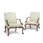 A pair of George III carved mahogany armchairs, circa 1765, attributed to John Gordon