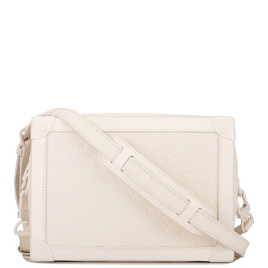 View full screen - View 1 of Lot 85. Louis Vuitton x Virgil Abloh White Soft Trunk Bag of Taurillion Monogram Leather with White Hardware.
