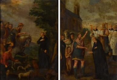 View full screen - View 1 of Lot 74. FLEMISH SCHOOL, 17TH CENTURY | TWO SCENES FROM THE LIFE OF SAINT BONIFACE.