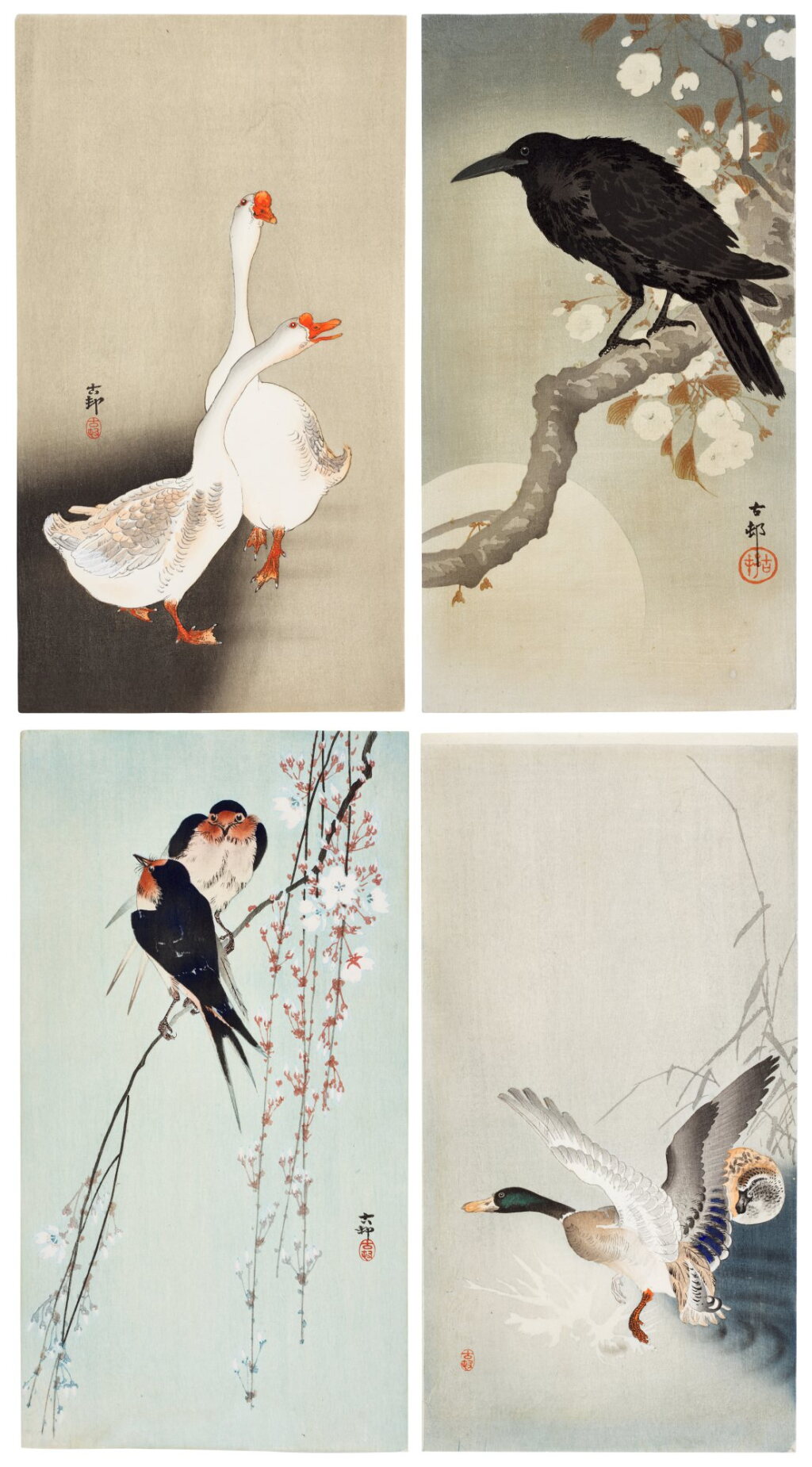 View full screen - View 1 of Lot 82. Ohara Koson (1877-1945) | Nine woodblock prints | Taisho period, early 20th century.