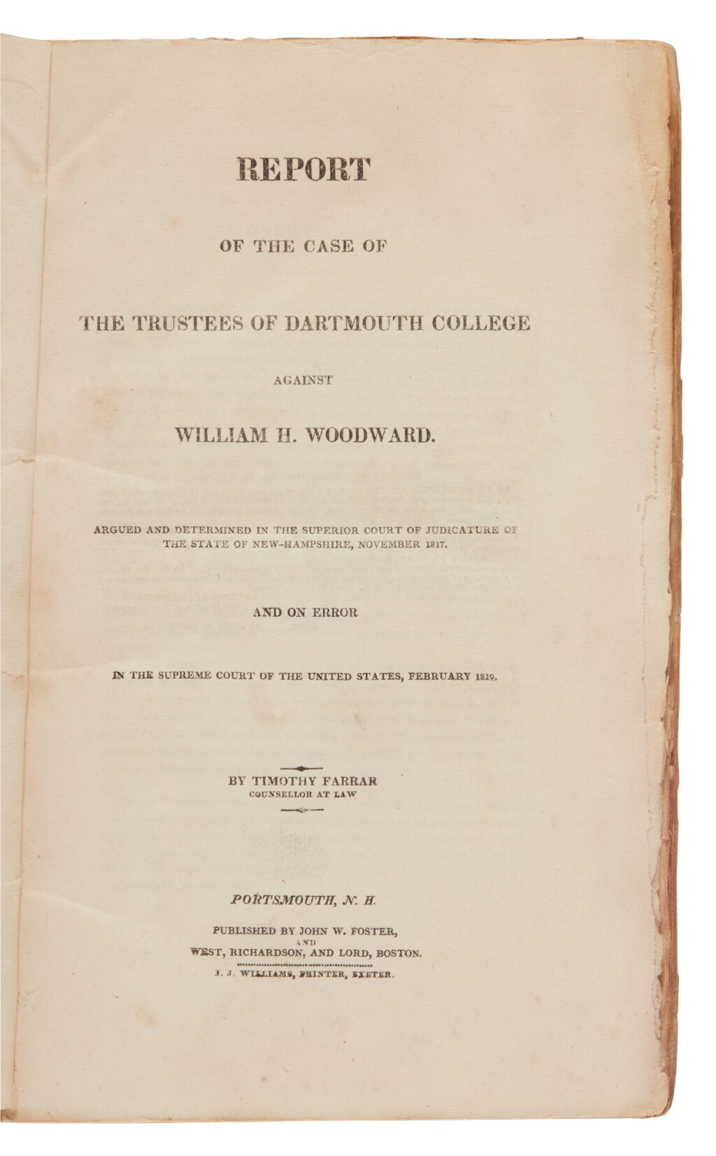 View full screen - View 1 of Lot 23. Farrar, Timothy | A landmark Supreme Court ruling on the Contract Clause.