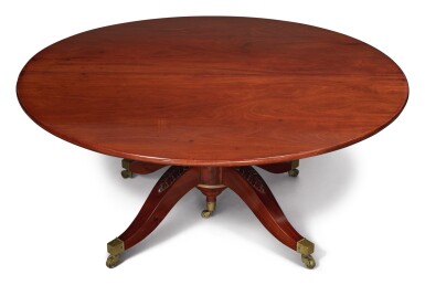 View full screen - View 1 of Lot 121. A FRENCH DIRECTOIRE MAHOGANY DINING TABLE IN THE MANNER OF JACOB, LATE 18TH CENTURY.