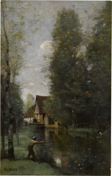 View full screen - View 1 of Lot 3. JEAN-BAPTISTE-CAMILLE COROT | COURS D'EAU AUX ABORDS D'UN MOULIN.