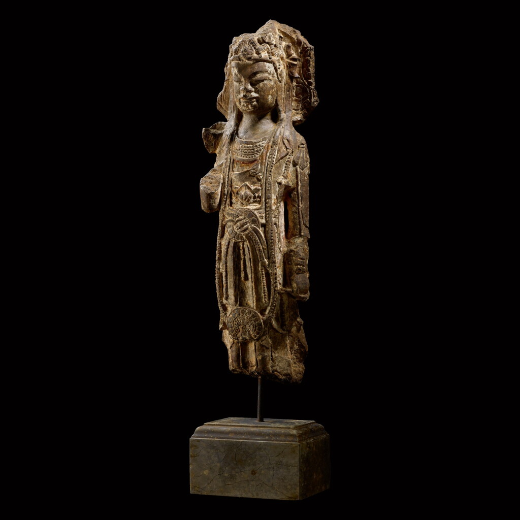 View full screen - View 1 of Lot 49. A limestone figure of a bodhisattva Sui dynasty | 隋 石灰岩雕菩薩立像 .