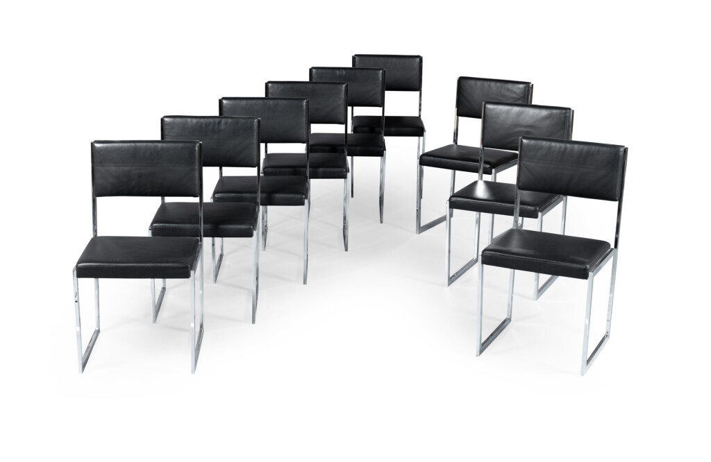View full screen - View 1 of Lot 2023. XXth century work, Set of nine chairs, circa 2000 | Travail du XXe siècle, Suite de neuf chaises, vers 2000.