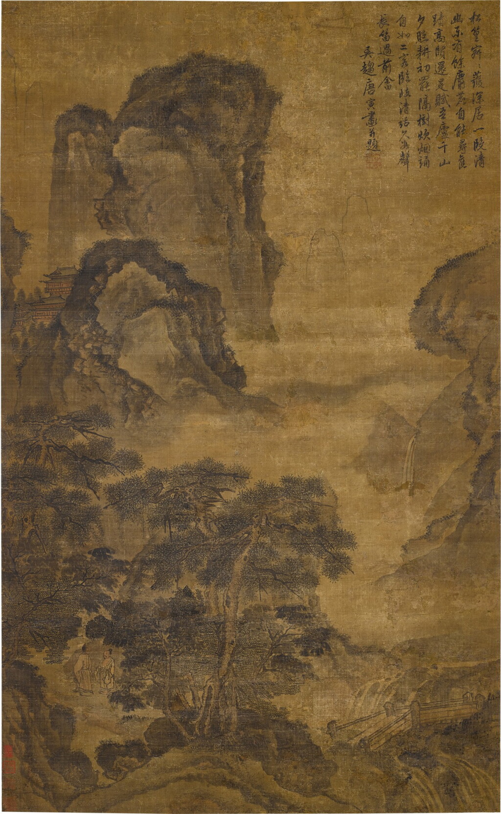 View full screen - View 1 of Lot 950. 唐寅(款) 山居清話|Attributed to Tang Yin, Seclusion in the Mountains.