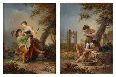 View full screen - View 1 of Lot 89. Shepherds Embracing ; A Fisherman Surprised by a Young Girl.
