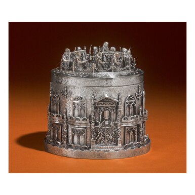 View full screen - View 1 of Lot 275. A SILVER ETROG CONTAINER, HIRSCHEL (TZVI) PEKKAR, 20TH CENTURY.
