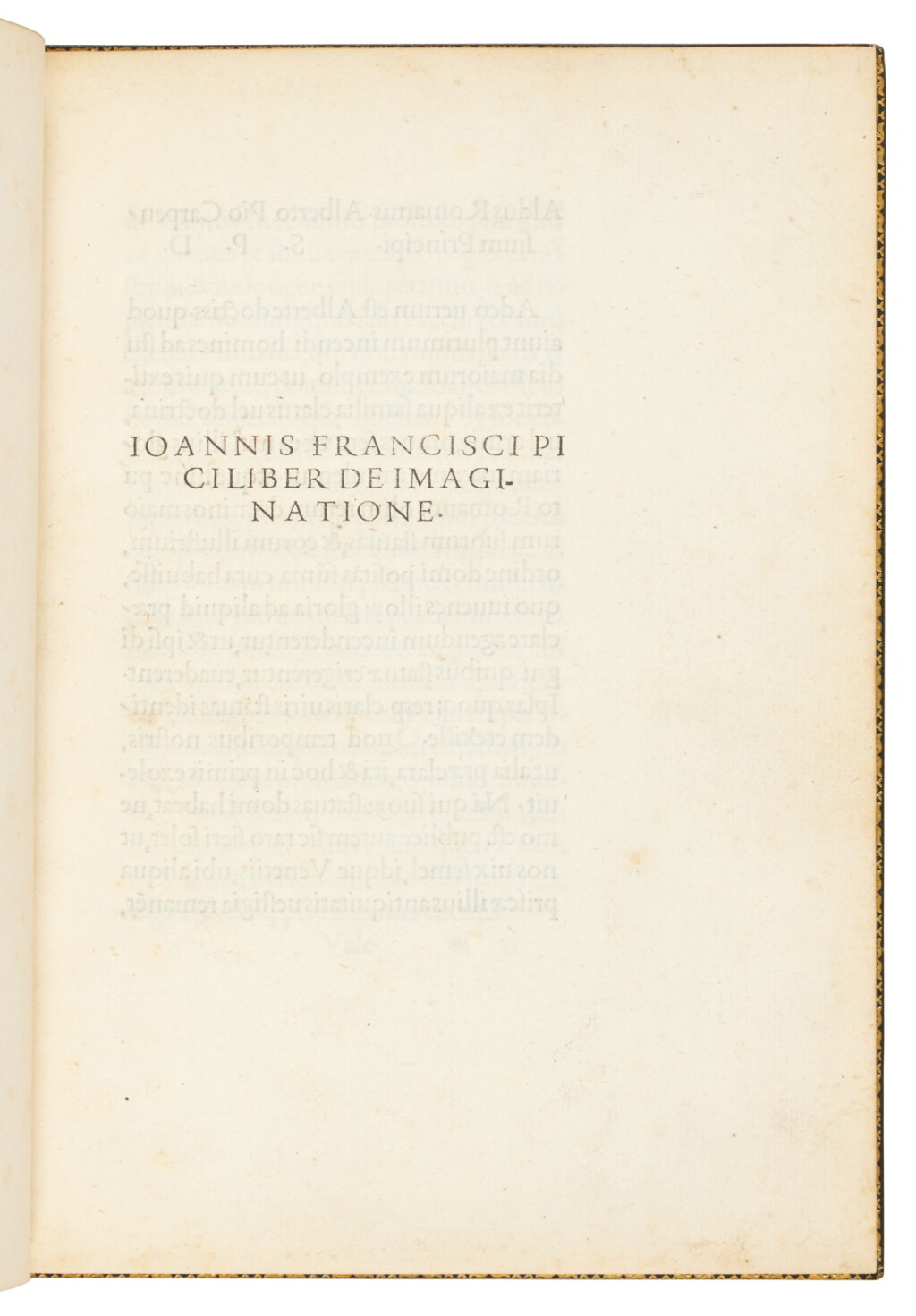 View full screen - View 1 of Lot 1308. Pico della Mirandola, Liber de imaginatione, Venice, Aldo Manuzio, April 1501, Parisian green morocco (signed Duru 1847).