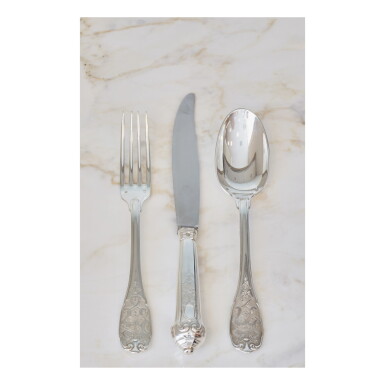 View full screen - View 1 of Lot 140. A French Silver "Elysee" Flatware Service.