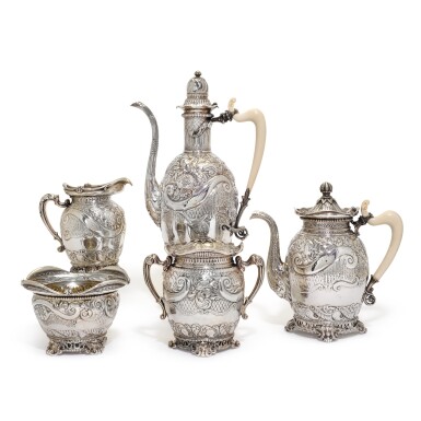 View full screen - View 1 of Lot 90. An American silver five-piece tea and coffee service, Gorham Manufacturing Co., Providence, Rhode Island, 1891.