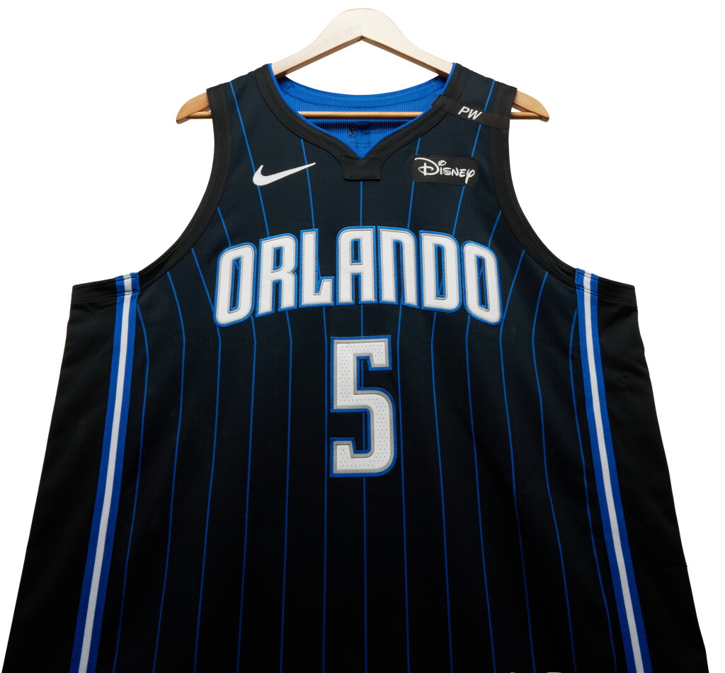 View full screen - View 1 of Lot 26. Paolo Banchero Orlando Magic 2024-2025 Kia NBA Tip-Off Game Worn Icon Edition Jersey | Double-Double | 33 Points.