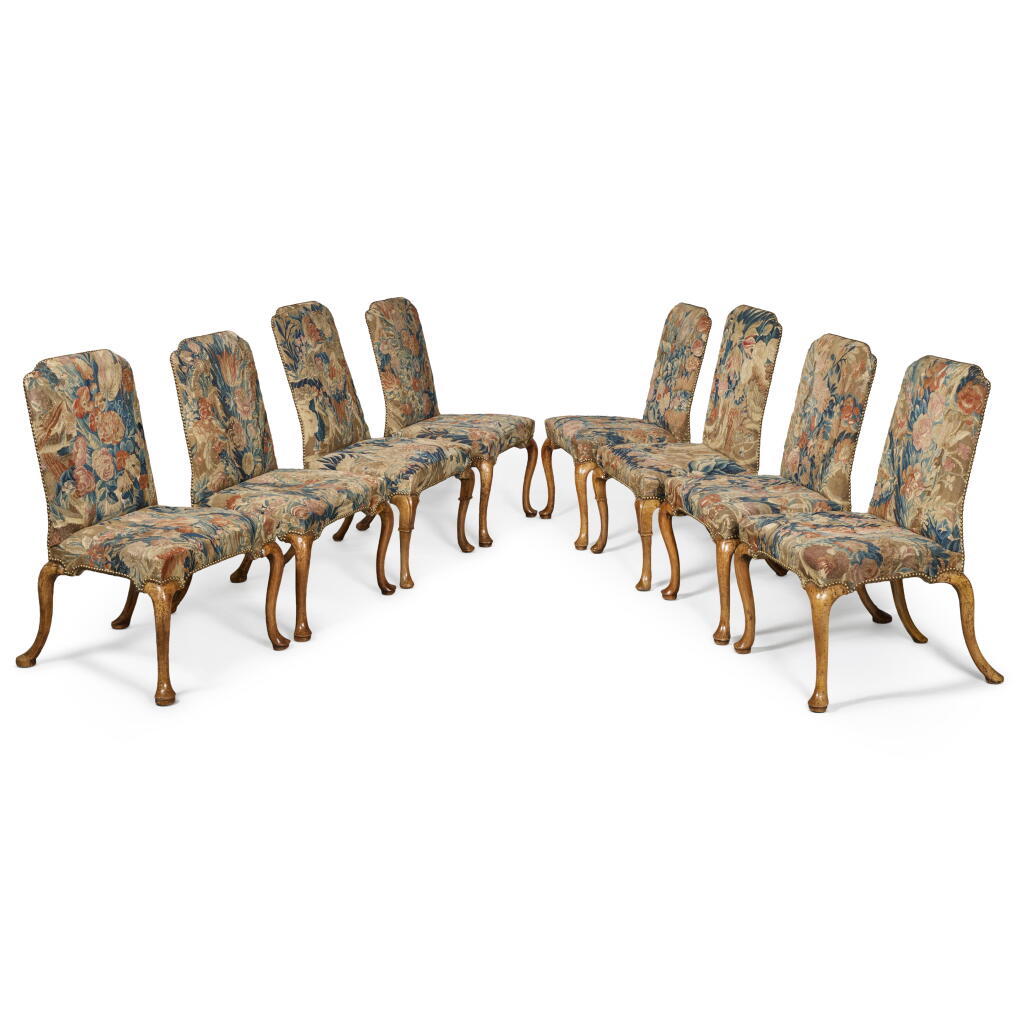 View full screen - View 1 of Lot 8. An Assembled Set of Eight George I Walnut Side Chairs, Circa 1715.