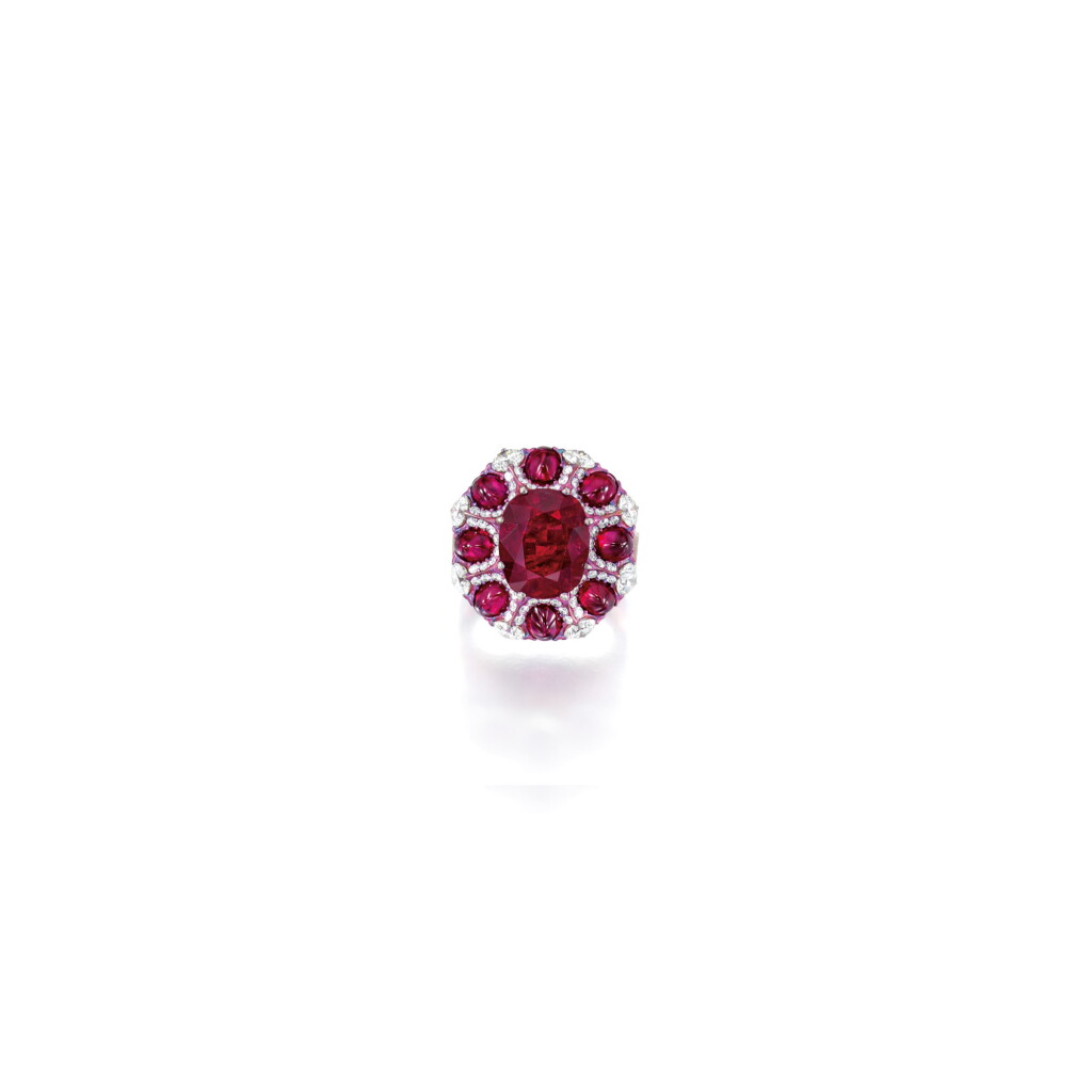 View full screen - View 1 of Lot 1707. WALLACE CHAN | RUBY AND DIAMOND RING 陳世英 | 8.11卡拉 天然 「緬甸」紅寶石 配 鑽石 戒指.