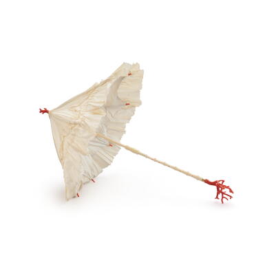 View full screen - View 1 of Lot 136. Coral and ivory parasol, circa 1900 | Sonnenschirm aus Korallen und Elfenbein, circa 1900.