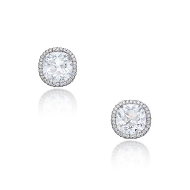 View full screen - View 1 of Lot 29. Pair of Diamond Earrings.