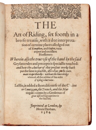 View full screen - View 1 of Lot 5. ASTLEY | The art of riding, London, 1584, later calf, drop-back box.