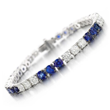 View full screen - View 1 of Lot 146. Sapphire and diamond bracelet.