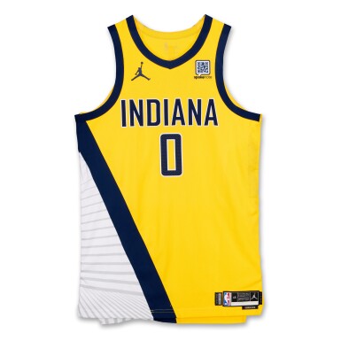View full screen - View 1 of Lot 104. Tyrese Haliburton Indiana Pacers 2024-2025 Emirates NBA Cup Game Worn Statement Edition Jersey .