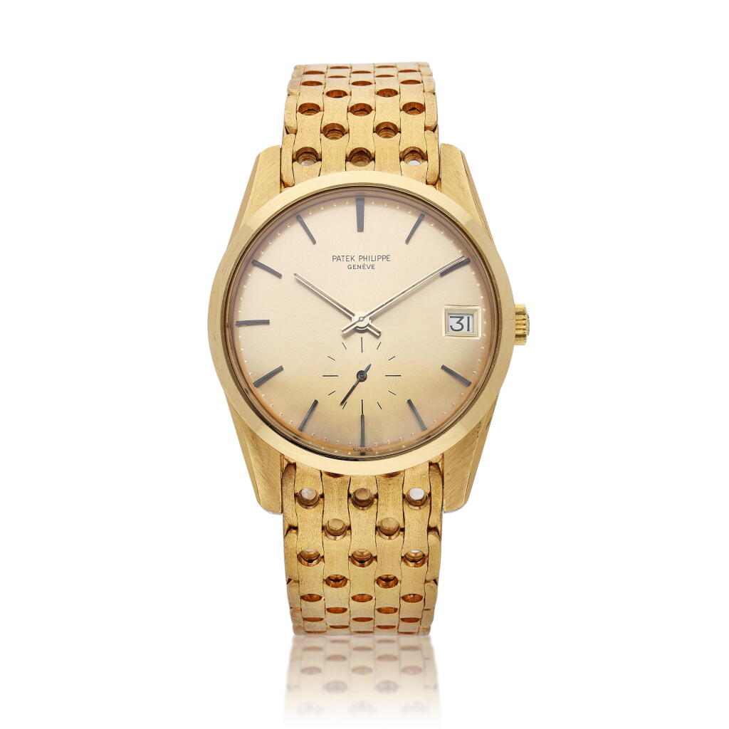 View full screen - View 1 of Lot 6. Reference 3558/1 | A yellow gold automatic bracelet watch with date, Made in 1971.