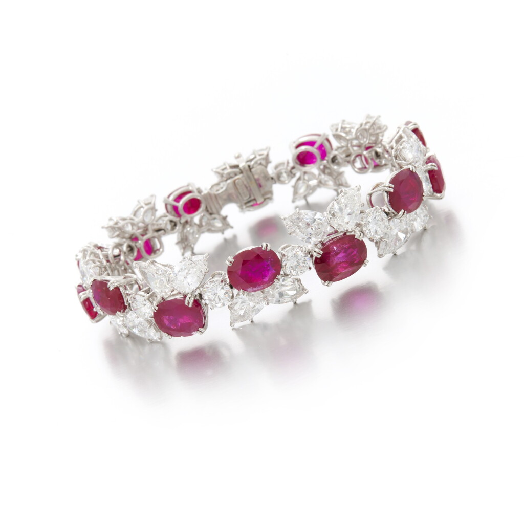 View full screen - View 1 of Lot 300. Jacques Timey, ruby and diamond bracelet (Jacques Timey, bracciale in rubini e diamanti).