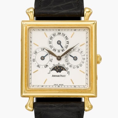 View full screen - View 1 of Lot 221. Reference 25749BA | A yellow gold perpetual calendar wristwatch | Circa 1995.