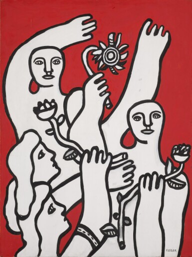 View full screen - View 1 of Lot 39. La Joie de vivre sur fond rouge .