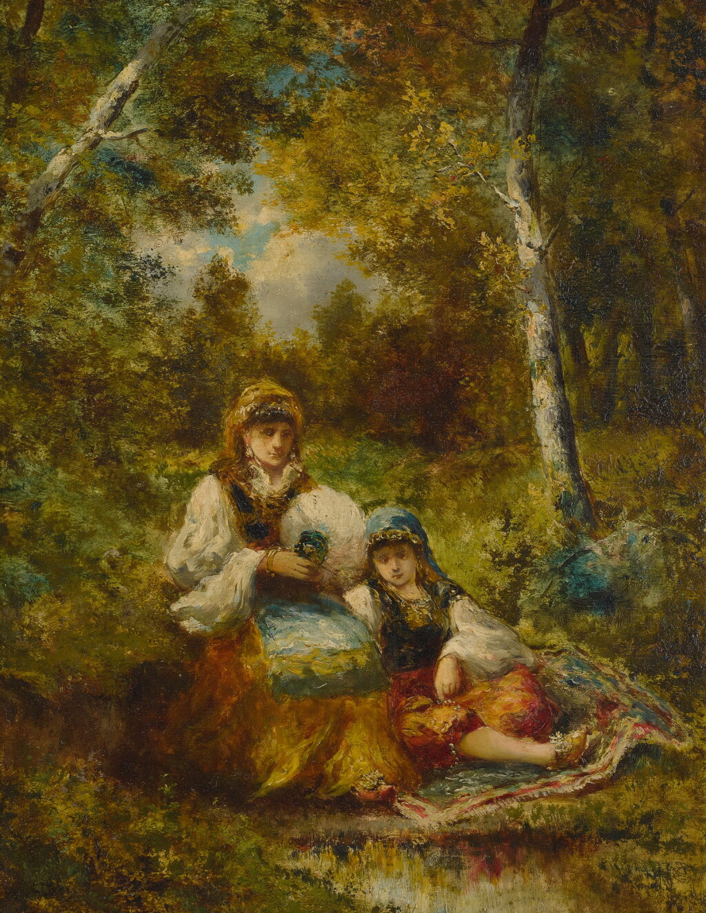 View full screen - View 1 of Lot 165. ATTRIBUTED TO NARCISSE VIRGILE DIAZ DE LA PEÑA | REPOS DE BOHÉMIENNES EN FORÊT (ESQUISSE) .