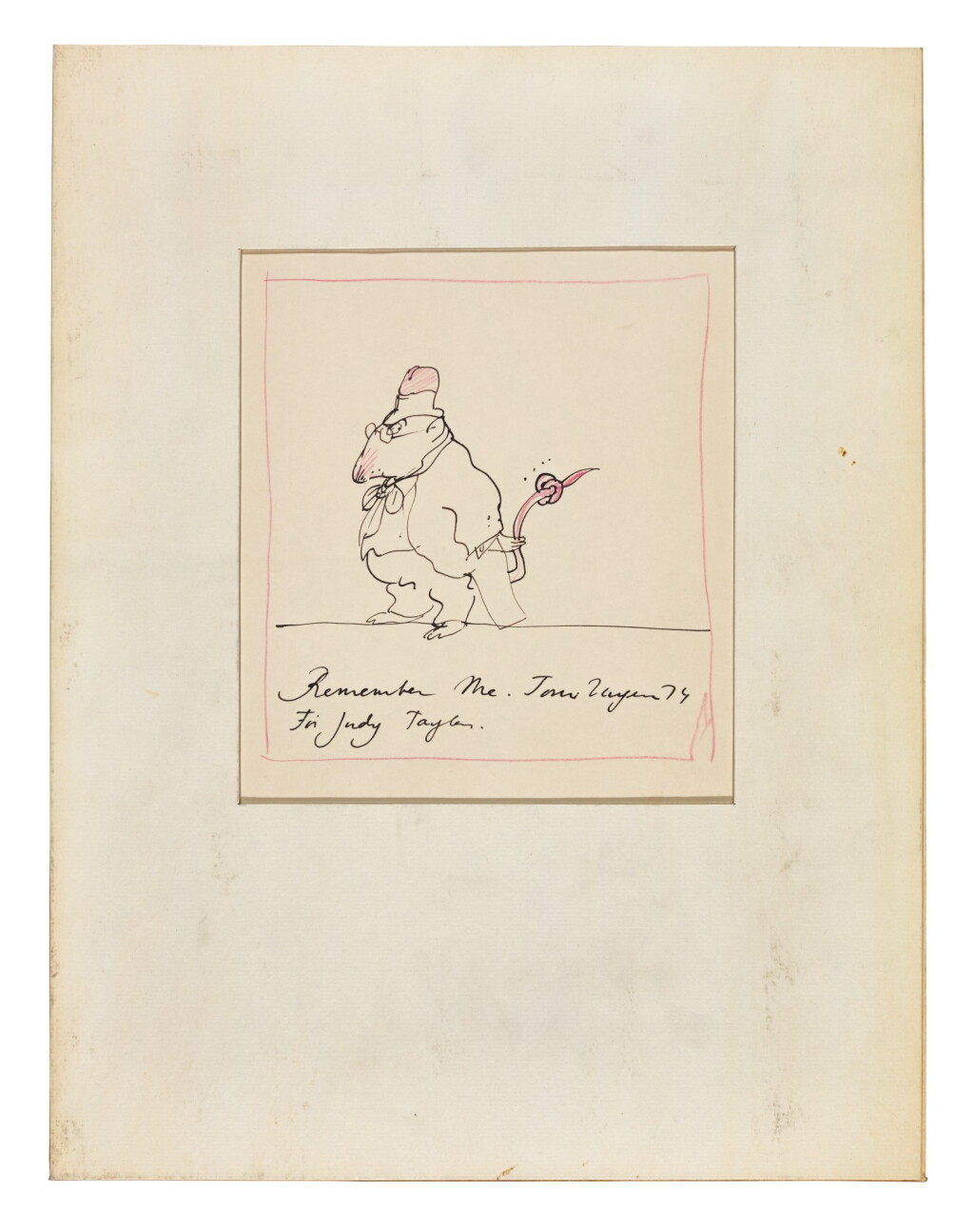 View full screen - View 1 of Lot 243. Ungerer, "Remember Me", ink and coloured pencil drawing, mounted, 1974.