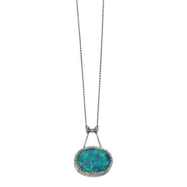 View full screen - View 1 of Lot 9. OPAL AND DIAMOND NECKLACE, EARLY 20TH CENTURY.