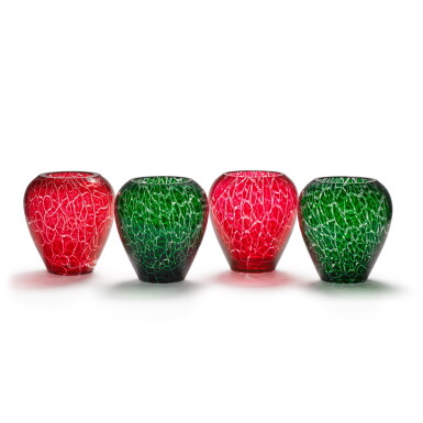 View full screen - View 1 of Lot 88. Two pairs of Saint Louis overlaid ovoid vases, 20th century.