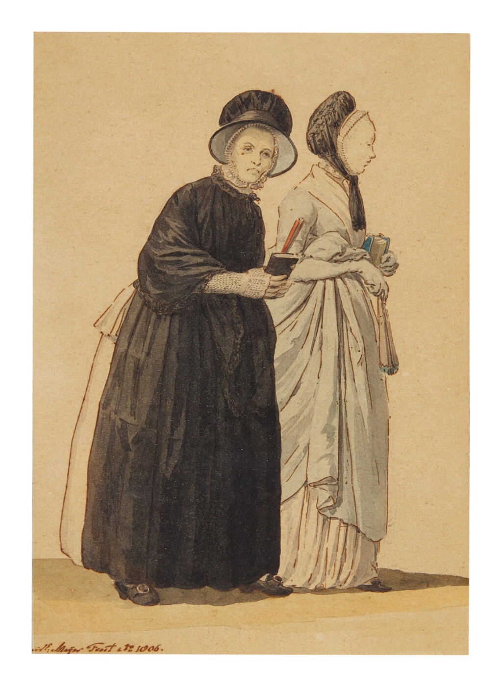 View full screen - View 1 of Lot 613. CHRISTOFFEL MEIJER | TWO OLD LADIES WALKING TO CHURCH.