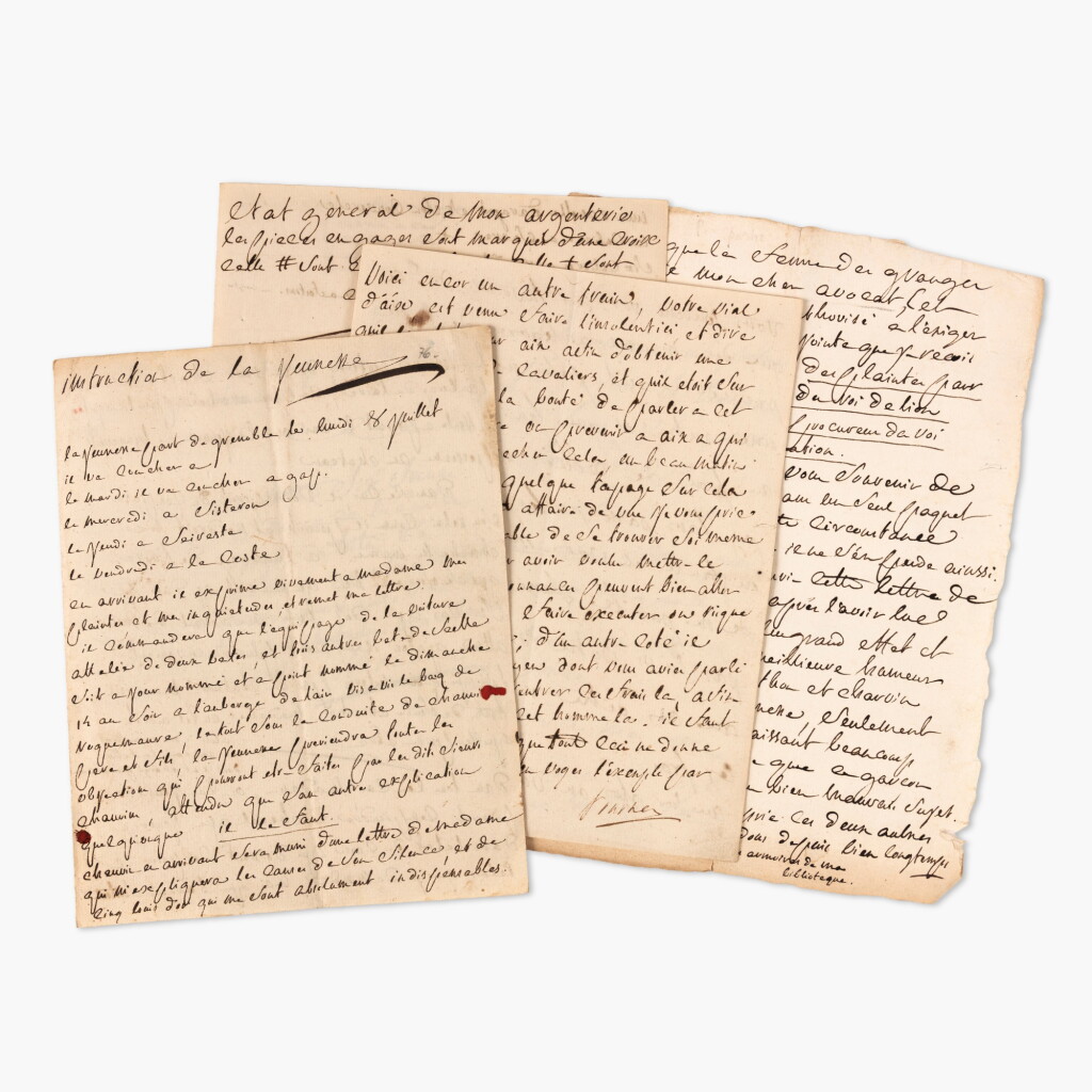 View full screen - View 1 of Lot 59. Le début des affaires et la fuite en italie. 4 lettres ou pièces autographes dont une signée à Gaspard Gaufridy..
