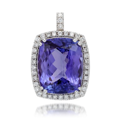 View full screen - View 1 of Lot 292. Tanzanite and diamond pendant .