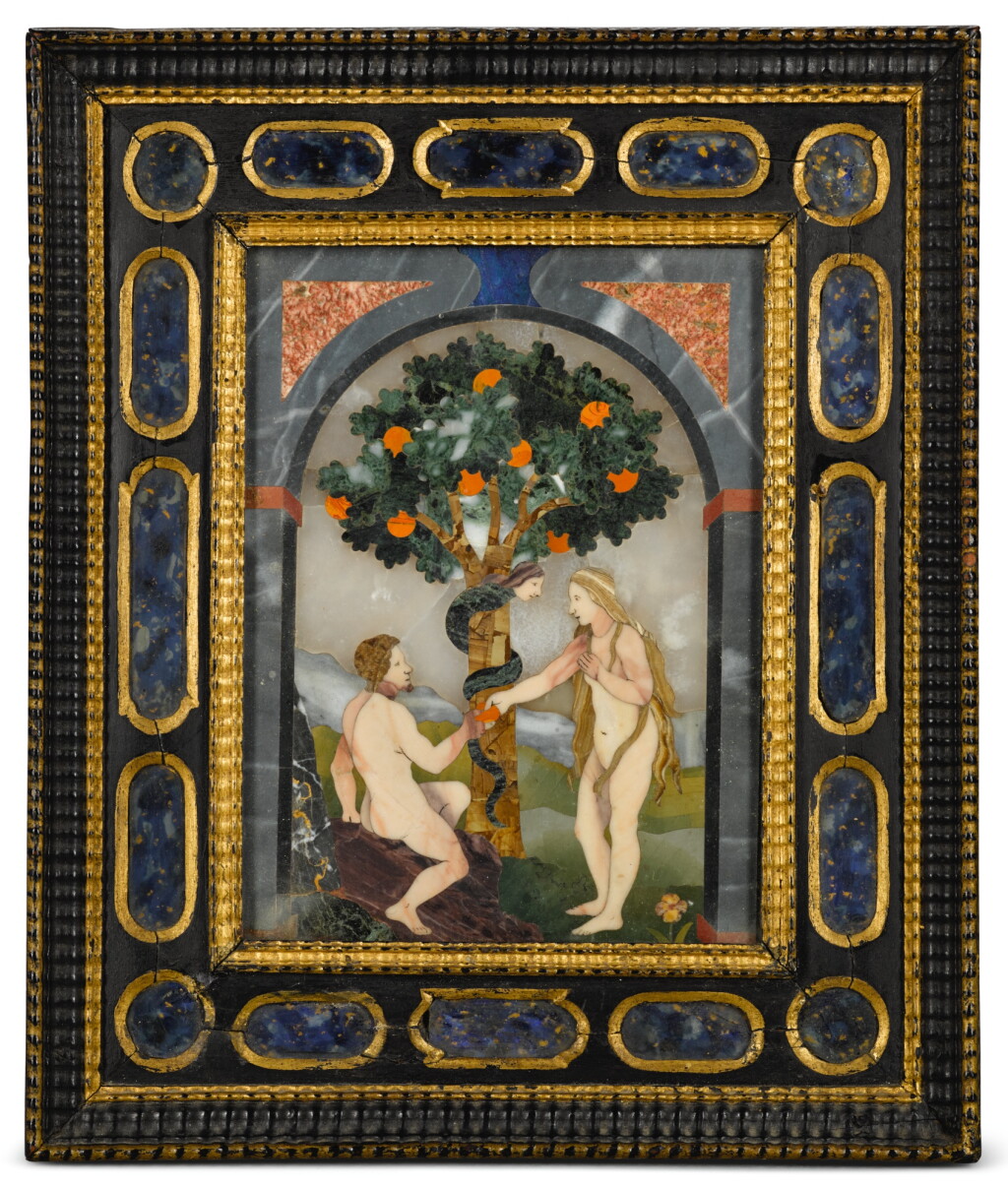 View full screen - View 1 of Lot 57. AN ITALIAN PIETRE DURE PANEL, FLORENCE MID-17TH CENTURY.