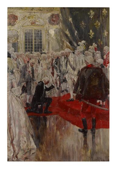 View full screen - View 1 of Lot 48. HOWARD PYLE | AT THE SAME TIME HE EXTENDED TOWARD KING LOUIS THE PRECIOUS MEMORIAL.