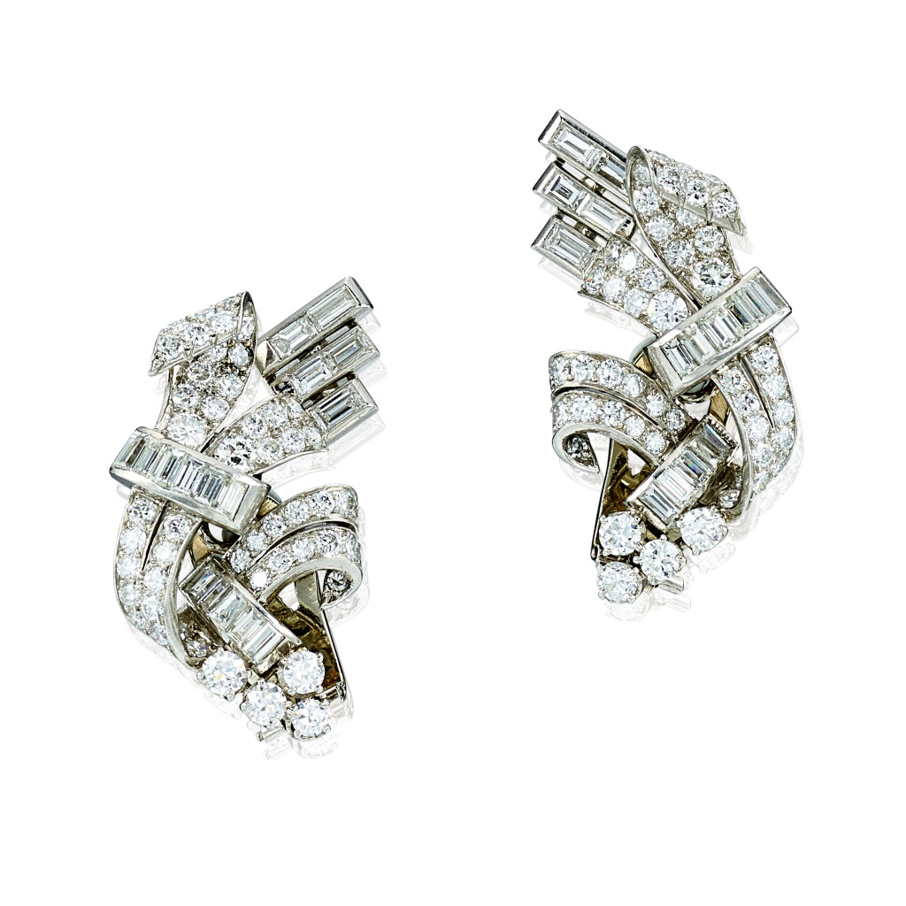 View full screen - View 1 of Lot 9117. PAIR OF DIAMOND EAR CLIPS | 鑽石耳環一對.