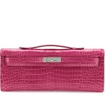 Fuchsia Shiny Porosus Crocodile Kelly Cut Palladium Hardware, 2015