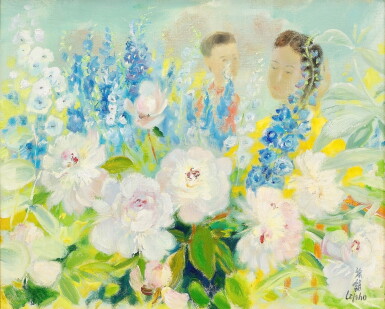 View full screen - View 1 of Lot 1027. Le Pho 黎譜 | Parmis les fleurs 花叢中.