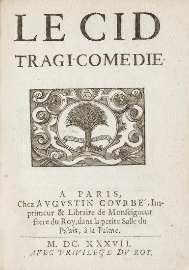 View full screen - View 1 of Lot 21. Le Cid. Paris, Augustin Courbé, 1637-1639. In-4. Exemplaire Goudeket en vélin..