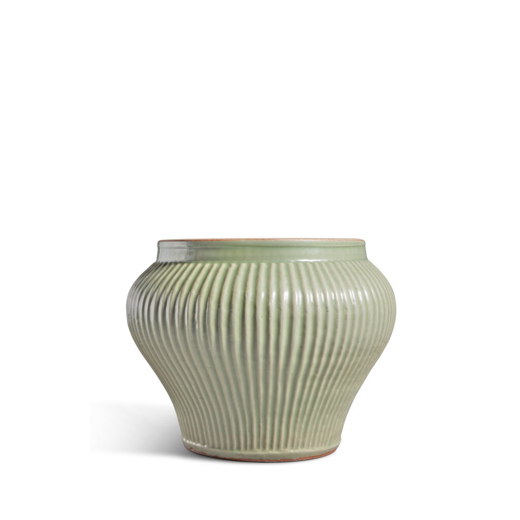 View full screen - View 1 of Lot 57. A 'Longquan' celadon-glazed ribbed baluster jar, Yuan dynasty.