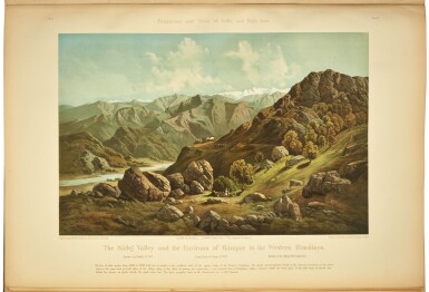 View full screen - View 1 of Lot 233. Hermann and Schlagintweit | Results of a Scientific Mission to India, first edition, 1861, atlas vol. only, half morocco.