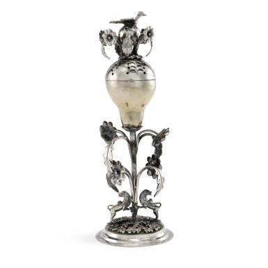 View full screen - View 1 of Lot 31. A Polish Parcel-Gilt Silver Fruit-Form Spice Container, Early 19th Century.